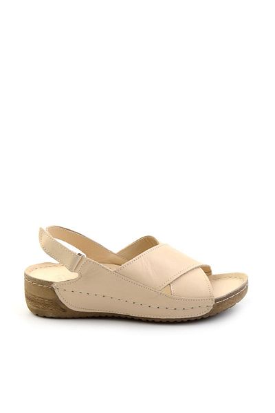 Bambi Beige Leather Women's Sandals K 05331031103