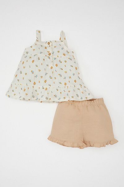 DeFacto Set aus Musselin-Bluse und Shorts mit Blumenmuster für Babys – C8703a524sm