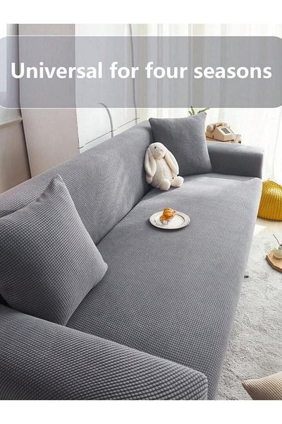 Şirin Hanem Lycra Stretch Elastic Flexible Washable Square Pattern Three Seater Sofa Cover Seat Cover (1 Pcs)