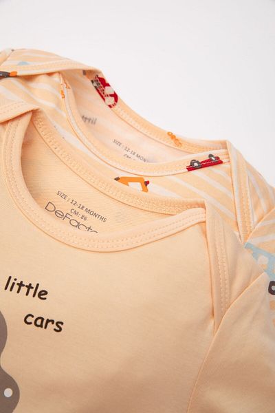 DeFacto Baby Boy Newborn Vehicle Printed Combed Cotton 2-Piece Short Sleeve Jumpsuit C8830A524Hs