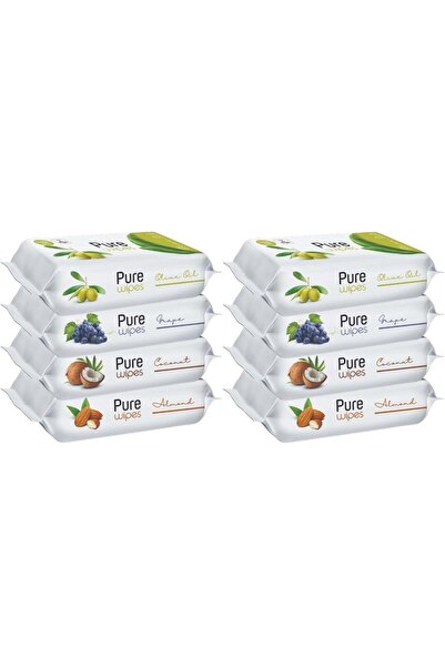 Pure Baby مناديل مبللة بالفواكه، 50 ورقة، مجموعة من 8 قطع (400 ورقة) (MEYVELİ)