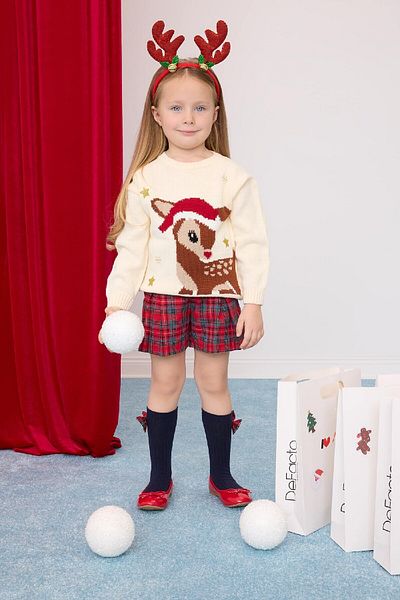 DeFacto Baby Girl Crew Neck Christmas Themed Knitwear Sweater C8418A524Wn