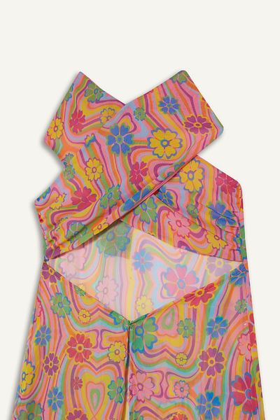 DeFacto Declara x DeFacto - Bedrucktes Neckholder-Maxi-Strandkleid aus Chiffon C5801AX24HS