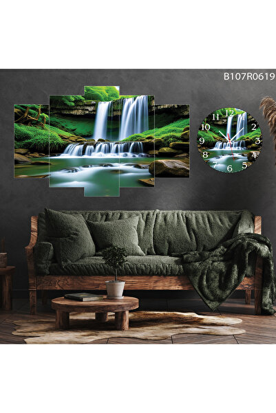 A2ZTR Tablo Duvar Mdf Tablo 5 Parça Set Ve Saatli