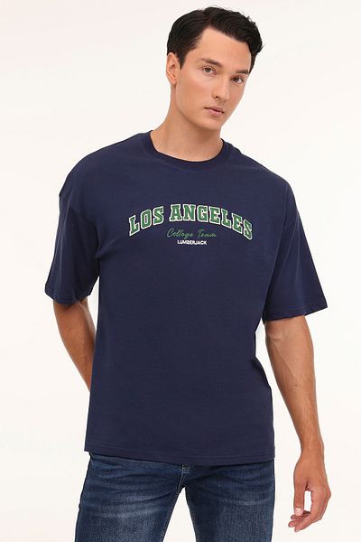 lumberjack Ανδρικό μπλουζάκι Fran Navy Blue με στρογγυλή λαιμόκοψη