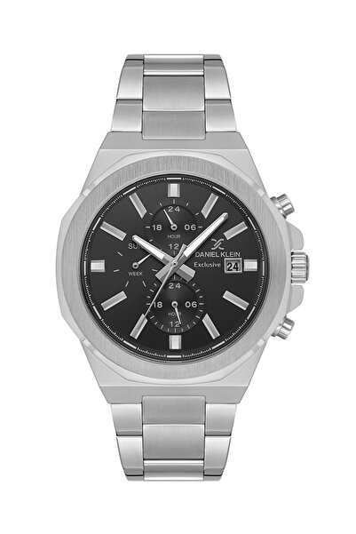 Daniel Klein Dk.3.10049-1 Black Dial Steel Case Silver Color Band 5 Atm Men's Battery Operated Wristwatch