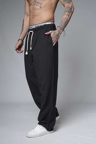 king brich Baggy Fit Straight Linen Trousers