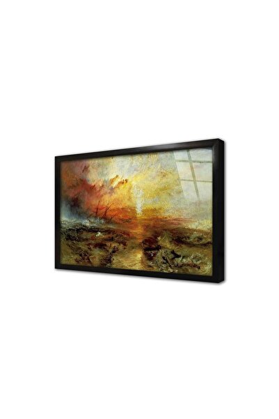 Tablosan Tablou de sticlă înrămat cu peisaj abstract