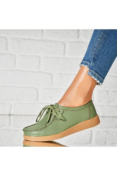 Joana Women's Loafers Natural Leather Green Harla