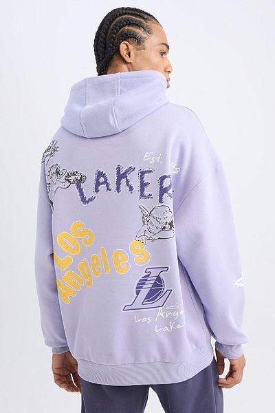 DeFacto Los Angeles Lakers Nba Oversize Hooded Sweatshirt - Back Printed Y0201Az24Au