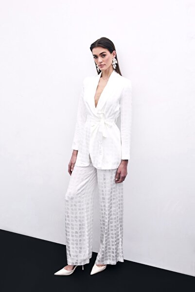 Sateen Широки панталони в цвят екрю