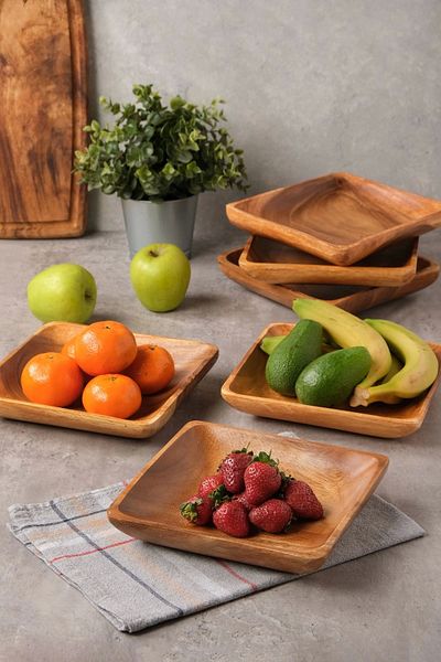 SepetçiBaba Bella - Akasya 6-Piece Square Serving, Breakfast, Cake, Presentation Plate Set