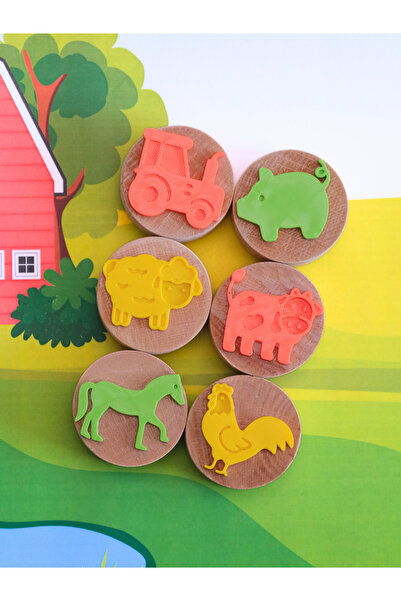 Bonimo مجموعة طوابع خشبية للمزرعة - 6 قطع