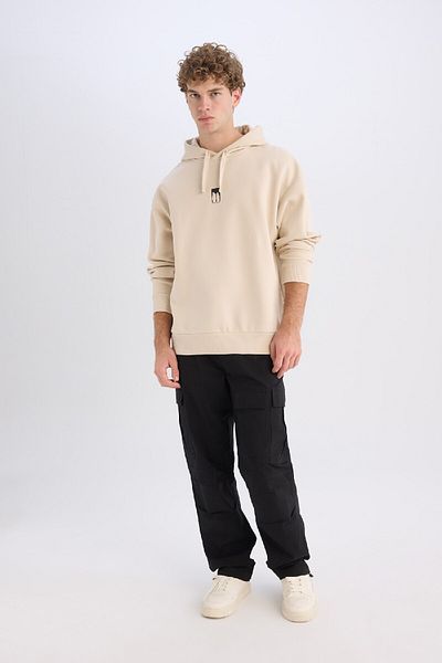 DeFacto Φούτερ με κουκούλα Oversize πίσω με στάμπα - D0851AX24AU
