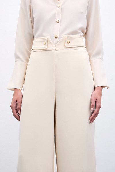 Sateen Pantaloni cu detaliu în talie - BEJ
