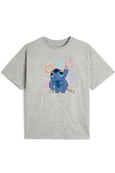 makiteks Tricou Imprimat Fata 5-14 Ani Bumbac Calitate Lilo Stitch