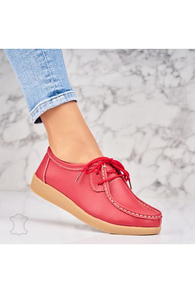 Joana Women's Loafers, Genuine Leather, Red, Harla