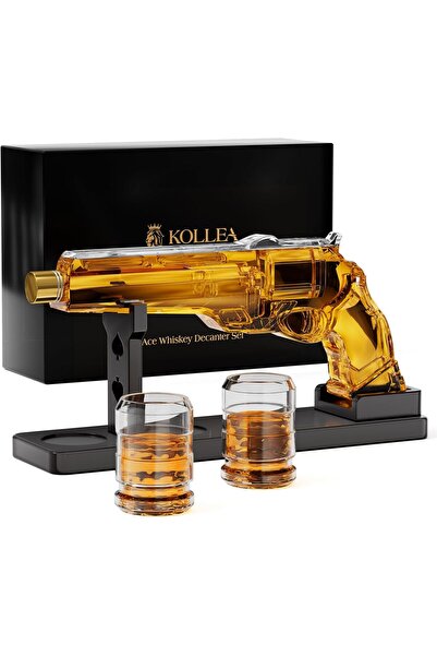Kollea Viski Sürahisi Seti, 230ml Kurşunsuz Cam Sürahi, 2 Shot Bardağı