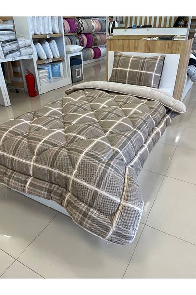Sudemhome Single Double Sided Luxury Welsoft Elite Quilt Soft Fleece Quilt and Pillow Case Sapphire Beige