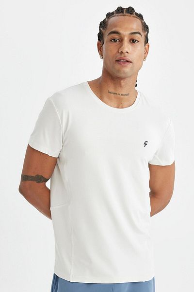 DeFacto Λευκό αθλητικό μπλουζάκι Slim Fit - Crew Neck, κοντό μανίκι C9183ax24au