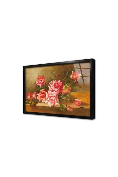 Tablosan Tablou din sticlă înrămată cu trandafiri