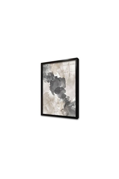 Tablosan Tablou din sticlă înrămată în gri abstract bej