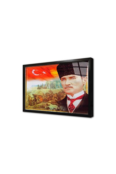 Tablosan Bătălia de la Çanakkale și pictură pe sticlă înrămată cu Atatürk