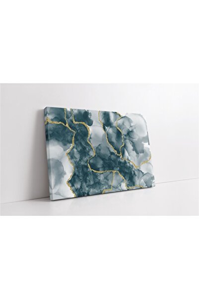 Tablosan Pictură abstractă pe pânză verde cu detalii aurii