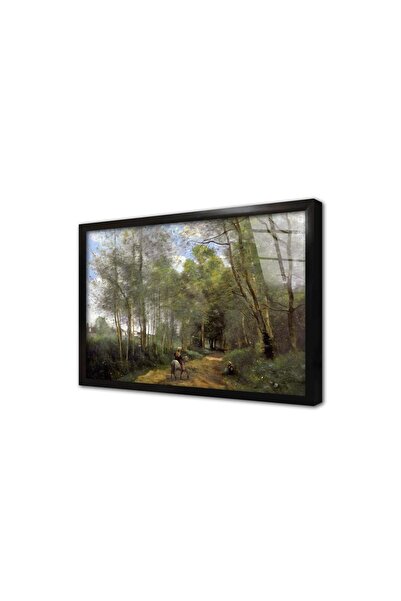 Tablosan Tablou pe sticlă cu cadru vizual de pădure și femeie lucrătoare