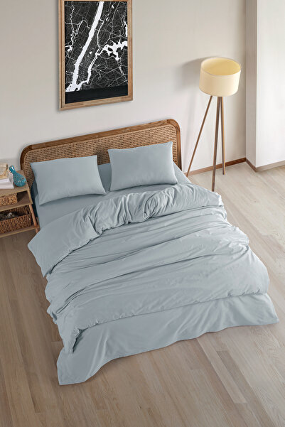 Karden Flower Set de husă de pilotă simplă, 100% bumbac - Albastru deschis