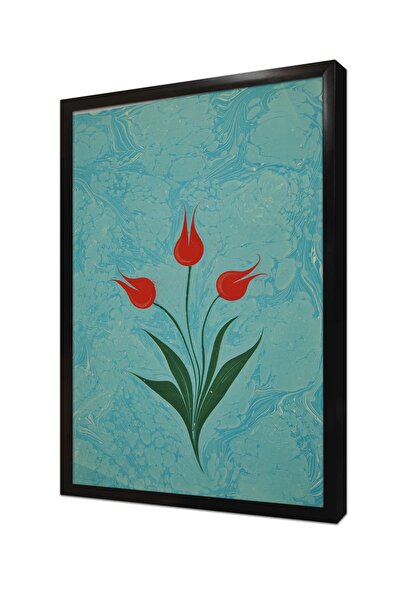 Tablosan Tablou din MDF cu cadru Ebru cu lalele