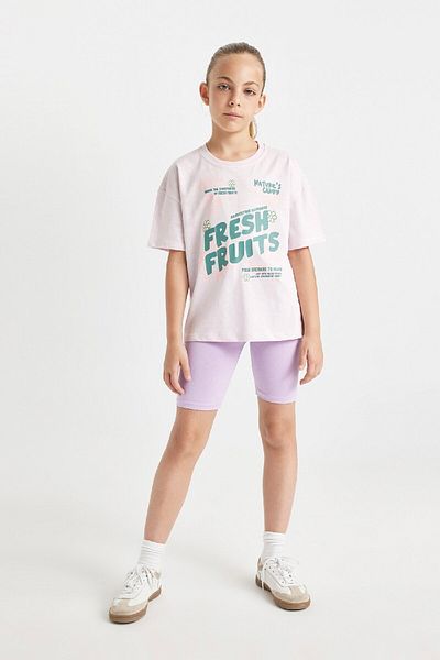 DeFacto Girl's Crew Neck Printed Relax Fit T-Shirt D0873A824HS