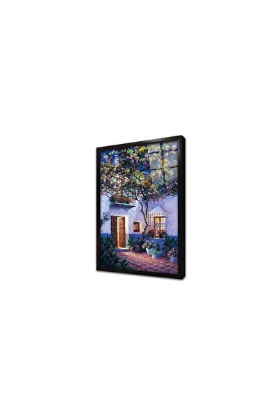 Tablosan Tablou din sticlă înrămată cu casa de piatră