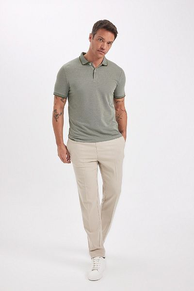 DeFacto Slim Fit, nem hajlítható póló nyakú karszalagos pamut póló D0033axns