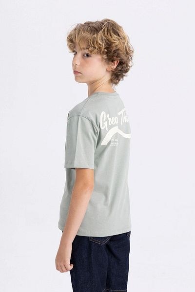 DeFacto Boy's Crew Neck Back Printed Short Sleeve T-Shirt D0428a824hs