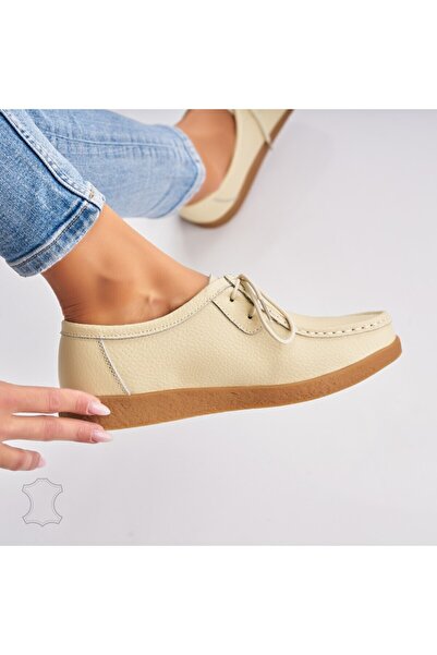 Joana Γυναικεία Μοκασίνια από Φυσικό Δέρμα σε Μπεζ Χρώμα Harla