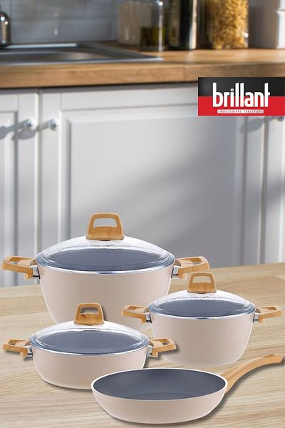 Brillant Stainless Cookware Set - Ceramic Coating 7 Piece Sr-6453