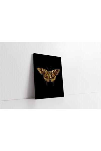 Tablosan Pictură pe pânză cu fundal negru fluture auriu