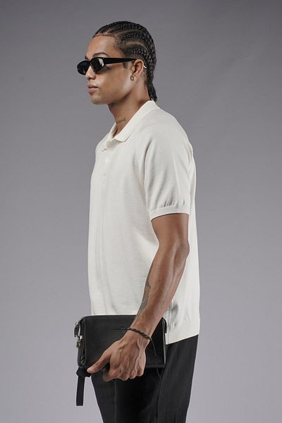 king brich Ανδρικό πλεκτό μπλουζάκι Polo Neck Raglan Sleeve