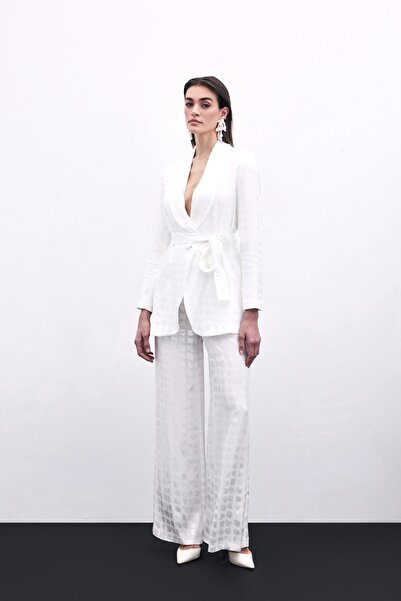 Sateen Широки панталони в цвят екрю