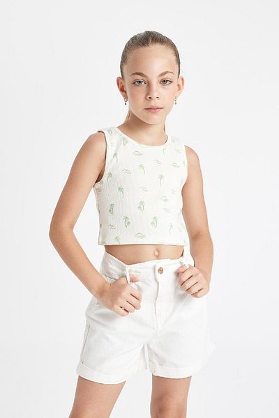 DeFacto Hawaii Printed Girl's Athlete - Crew Neck D0876A824HS