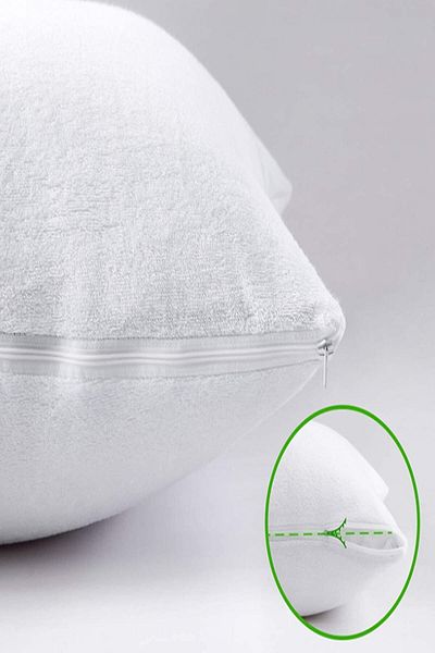 SUVAY Water Liquid Proof Pillow Mattresses Cotton Zippered Anti-Sweat Pillow Protective Cover