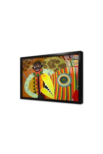 Tablosan Tablou pe sticlă înrămată cu membru al tribului african