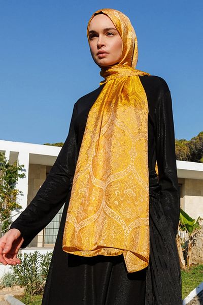 Mooncorn Shine Line Soler Pattern - Mink-Mustard Shawl