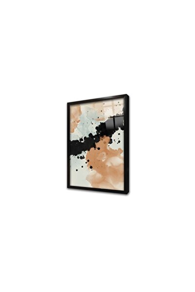 Tablosan Tablou abstract din sticlă înrămată în negru și portocaliu