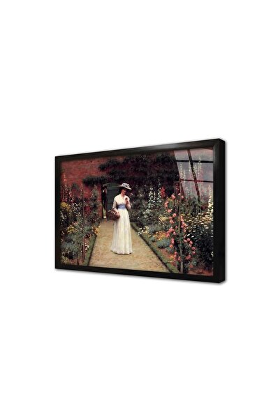 Tablosan Femeie care plimbă în grădină Frederic Leighton Pictură pe sticlă înrămată