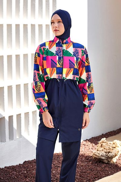 Adasea Αλεξίπτωτο Πλήρως Καλυμμένο Μαγιό Hijab 1501 Dark Navy Blue