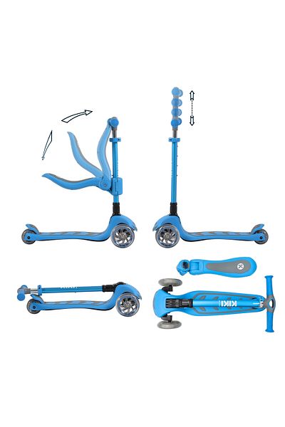 OEM Folding scooter for children, 18 months - 6 years, with seat Byox Kiki 2 in1 Blue, adjustable handlebar