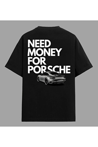 Edizen Need Money For Porsche Tricou Premium Unisex Oversize 100% Bumbac Negru