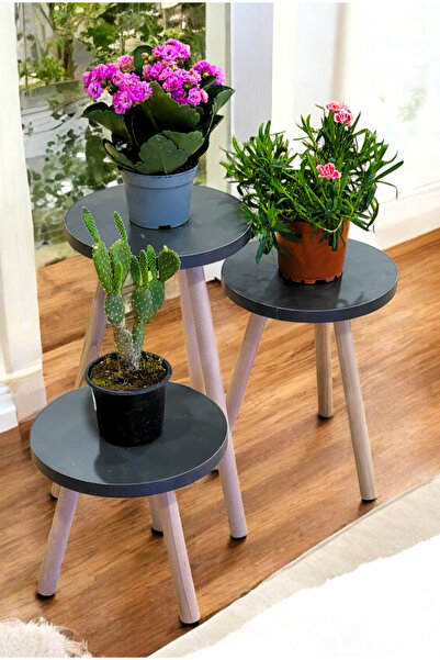 PEKA Flower Pot Wooden Leg 3-Piece Decorative Shelf Flower Pot Flower Stand